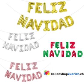 FELIZE NAVIDAD Spanisch Frohe Weihnachten Set Buchstaben Luftballons Girlande Party Dekoration