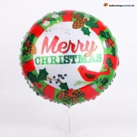Merry Christmas wreath foil balloon red green