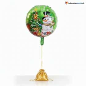 Palloncino di Natale, pupazzo di neve verde, albero di Natale