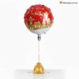 Decorazione natalizia con renne e slitta di Babbo Natale con palloncino rosso oro