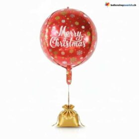 Weihnachtsballon Rot Kugel 4D Merry Christmas Schneeflocken 55cm