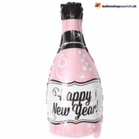 Happy New Year Pink Champagnerflasche Folienballon Silvester
