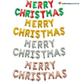 MERRY CHRISTMAS Frohe Weihnachten Set Buchstaben Luftballons Girlande Party Dekoration