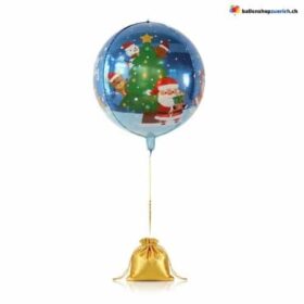 Weihnachtsballon Blau Kugel 4D Santa Rentier Schneemann 55cm