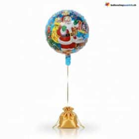 Palloncino di Natale, blu, Babbo Natale, campane di Babbo Natale