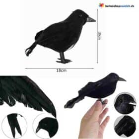 Schwarze künstliche Krähe schwarzer Vogel Rabe Dekoration Halloween