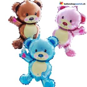 Bär Folienballon Braun Pink oder Blau