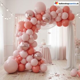 Ballon Girlande Rosa Pastell Pfirsichrot 4D Folie 125-teilig