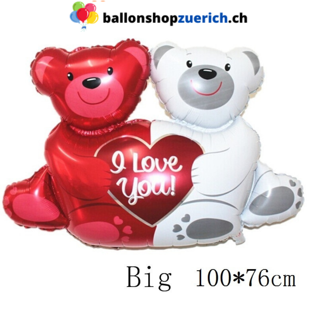 Große Folienballon Luftballon mit Herz Bär Design für Hochzeit 