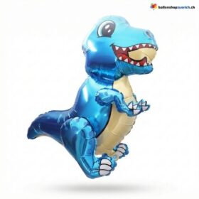 Dinosaurier Ballon T-Rex Blau Stehend 3D Deko