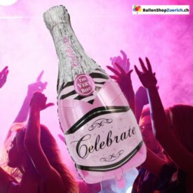 Grosse Champagner Flasche Rosa:Gold - Party Fest Birthday Folien Luftballon Geburtstag Party Gratulation