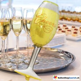 Grosse Champagner Glas Gold - Party Fest Birthday Folien Luftballon Geburtstag Party