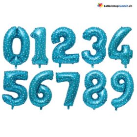 Grosse Folien Luftballons Geburtstag Zahl 0-9 Blau mit Sternen Zahlen Zahlenballons