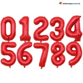 Grosse Folien Luftballons Geburtstag Zahl 0-9 ROT