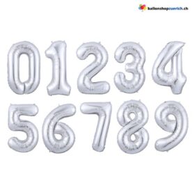 Grosse Folien Luftballons Geburtstag Zahl 0-9 Silber Zahlen Zahlenballons
