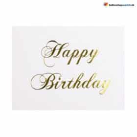 Happy Birthday Karte Weiss Gold Schriftzug