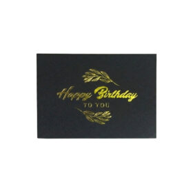 Happy Birthday to You Karte Schwarz Gold Blätterzweig