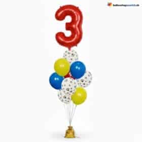 Set di palloncini per compleanno di cani, numero rosso 0-9, decorazione Pawty, set da 10 pezzi