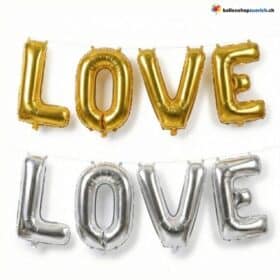Набор воздушных шаров с буквами «LOVE» (серебристый/золотой)