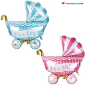 Luftballon Kinderwagen Baby Geburt Boy Girl Mutter Luftballons Pink / Blau Folienballon Event Party Geschenk Geburtstag Ballon