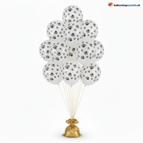 Pfoten Ballon Weiss Schwarz Hunde Party 5er Set