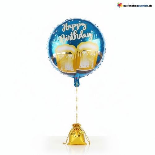 Happy Birthday Ballon Bier Prost Blau