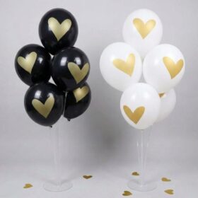 Herz Latexballons Weiss oder Schwarz Gold Set 5 Stück