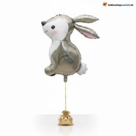 Osterhase Ballon Grau Sitzend Hase Kaninchen Ostern Deko