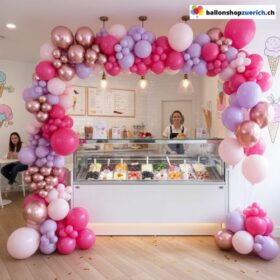 Ballon Girlande Chrom Rosé Hot Pink Violett Weiss 126-teilig