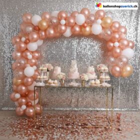 Ballon Girlande Hautfarbe Weiss Roségold Champagnergold 80-teilig