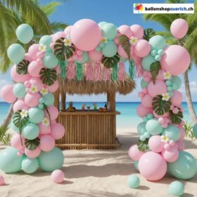 Ballon Girlande Hawaii Pastell Grün Rosa 108-teilig