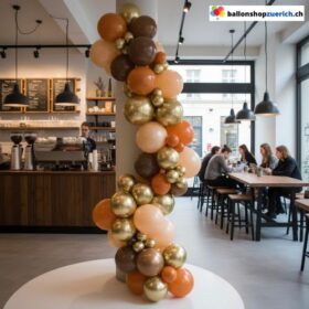 Ballon Girlande Kaffee Braun Hautfarbe Chrom Gold 102-teilig