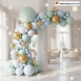 Ballon Girlande Macaron Mint Blau Gold 126 teilig