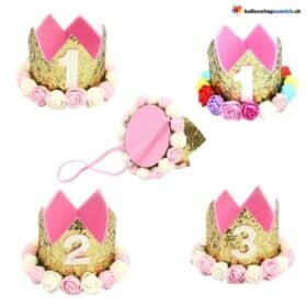Geburtstagskrone Gold Blumen Zahl 1 2 3 Baby & Haustier Party