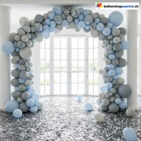 Ballon Girlande Hellblau Grau Schwarz Marmor 106 teilig