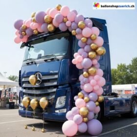 Ballon Girlande Macaron Pastell Pink Violett Chrome Gold 132-teilig