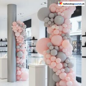 Ballon Girlande Pastell Pink Grau 129-teilig