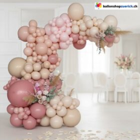 Ballon Girlande Rosa Beige Champagner 124-teilig