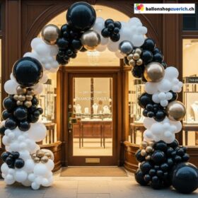 Ballon Girlande Schwarz Weiss Gold 102-teilig