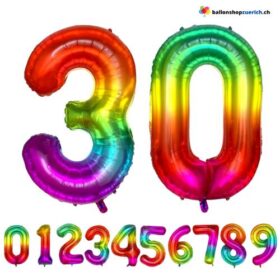 Kleine Zahlenballons Folie Luftballons Geburtstag Kindergeburtstag Zahlen 0-9 Gelee-Rainbow Zahlen