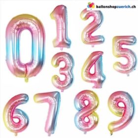 Kleine Zahlenballons Folie Luftballons Geburtstag Kindergeburtstag Zahlen 0-9 Soft Rainbow Zahlen
