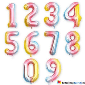 Ballons en aluminium de 100 cm, chiffres d'anniversaire de 0 à 9, chiffres arc-en-ciel souples, ballons chiffres