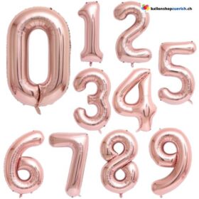 Luftballon Zahlenballon Champagner Rosegold grosser Folie Geburtstag Jubiläum 0-9