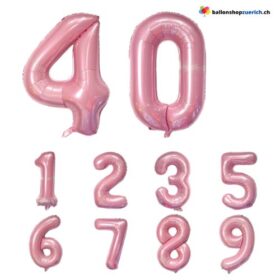Grosse Folien Luftballons Geburtstag Zahl 0-9 Soft Hell Rosa / Pink Zahlen Zahlenballons