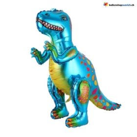 T-Rex Ballon Blau 3D Dinosaurier Stehend