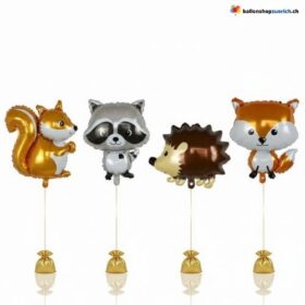 Waldtiere Ballon Fuchs Igel Waschbär Eichhörnchen