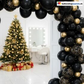 Ballon Girlande Schwarz Gold Sterne 87-teilig