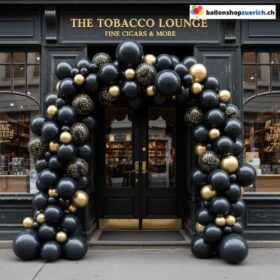 Ballon Girlande Schwarz Punkte Gold 62-teilig