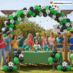 Ballongirlande Fussball Schwarz Weiss Grün 97-teilig