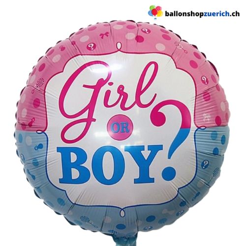 Boy or Girl ? Baby Shower Geburt Mädchen Bube Knabe Folie Luftballon